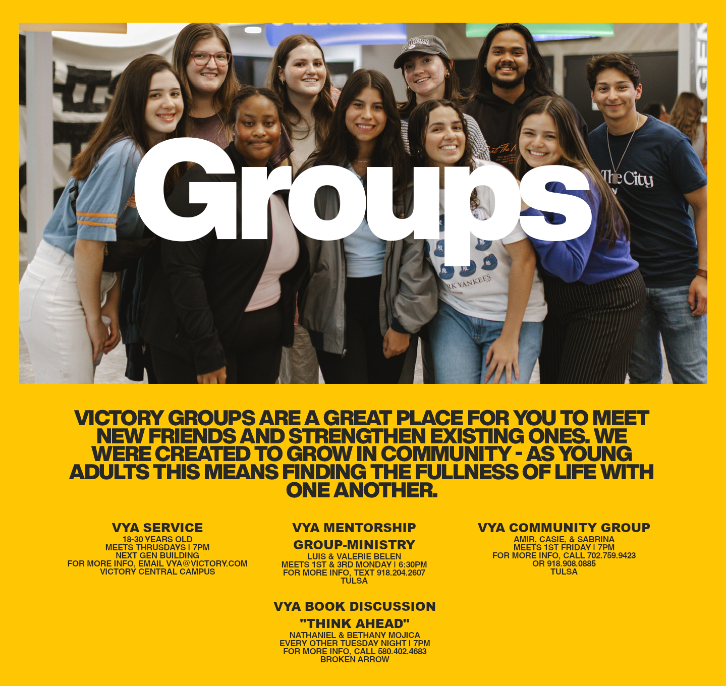 Victory Groups are a great place for you to meet new friends